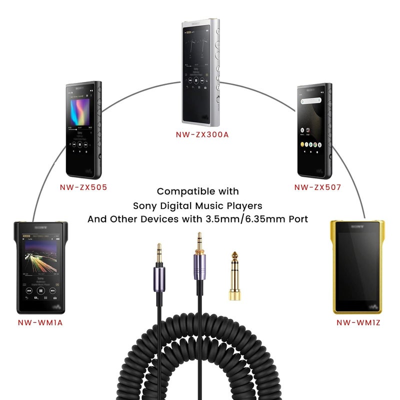 weishan WH-1000XM3 Coiled Audio Cable Replacement for Sony WH-1000XM4, WH-1000XM2 Headsets, 1/8” Extension Cord with 1/4” Adapter Works on PS5 PS4 PC Smartphone Xbox One, 4ft to 14ft - Image 3